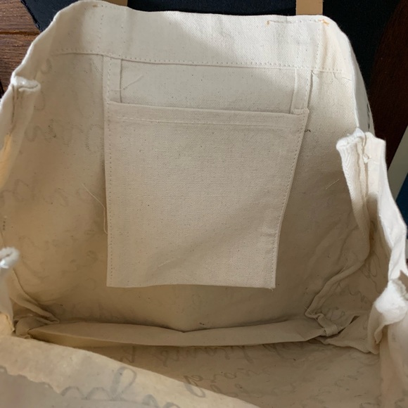 Canvas Pom-Pom Tote. NWNT. Approx. 18” across & 15” in length. - Picture 5 of 6